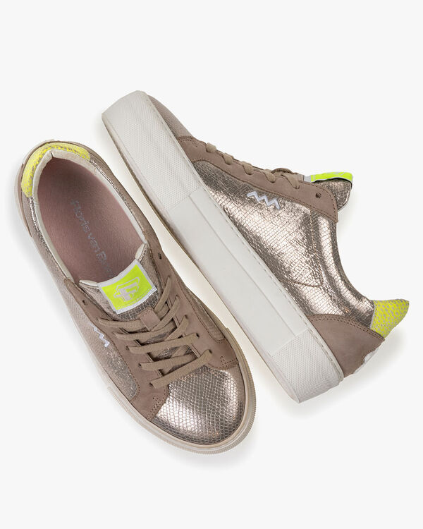 Sneaker metallic print taupe