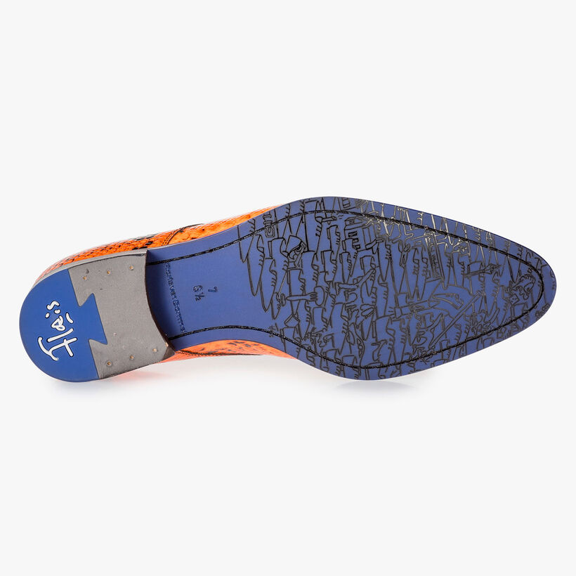 Premium fluorescent orange lace shoe with print