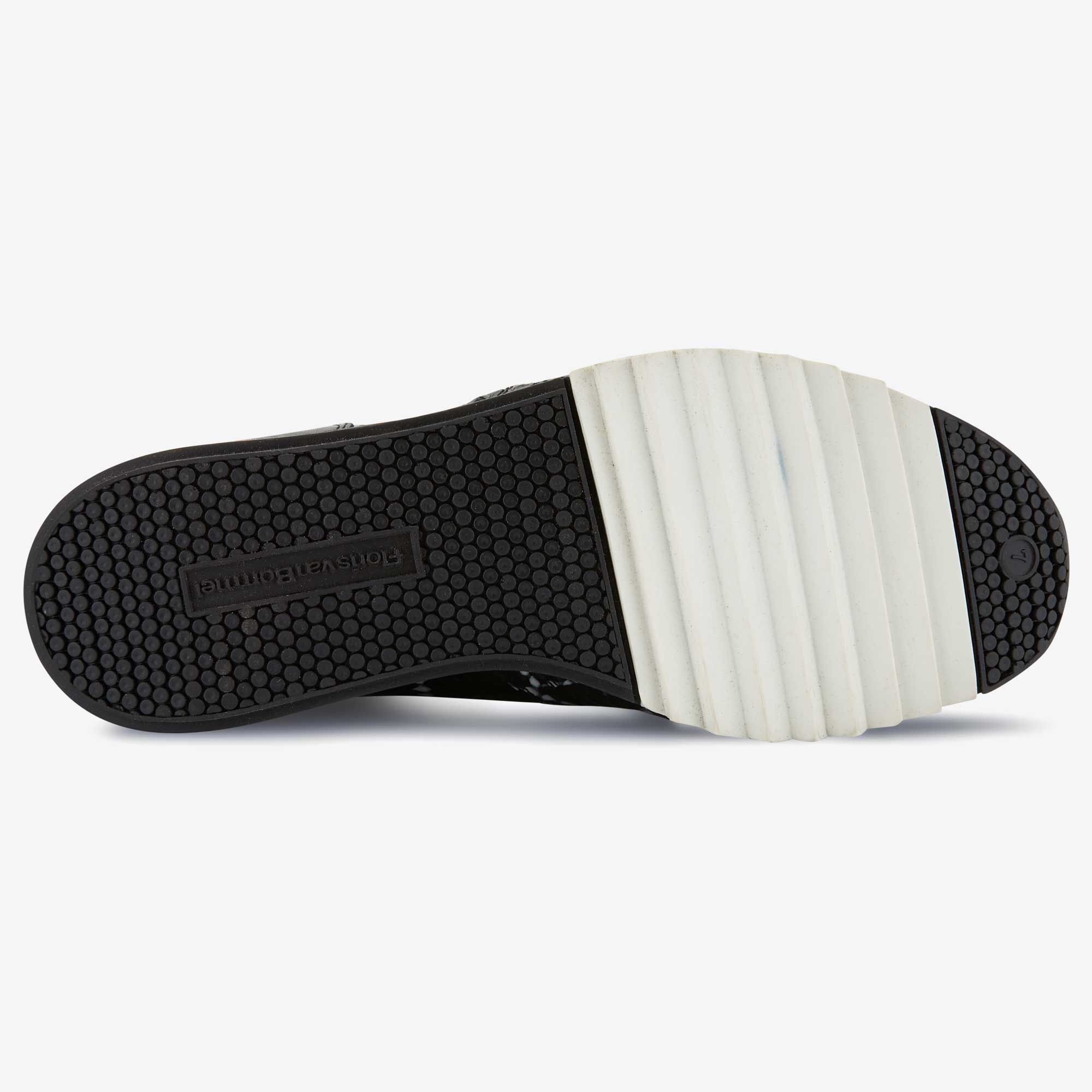 Leather men s sneaker black white snake print 16167 03 Floris van