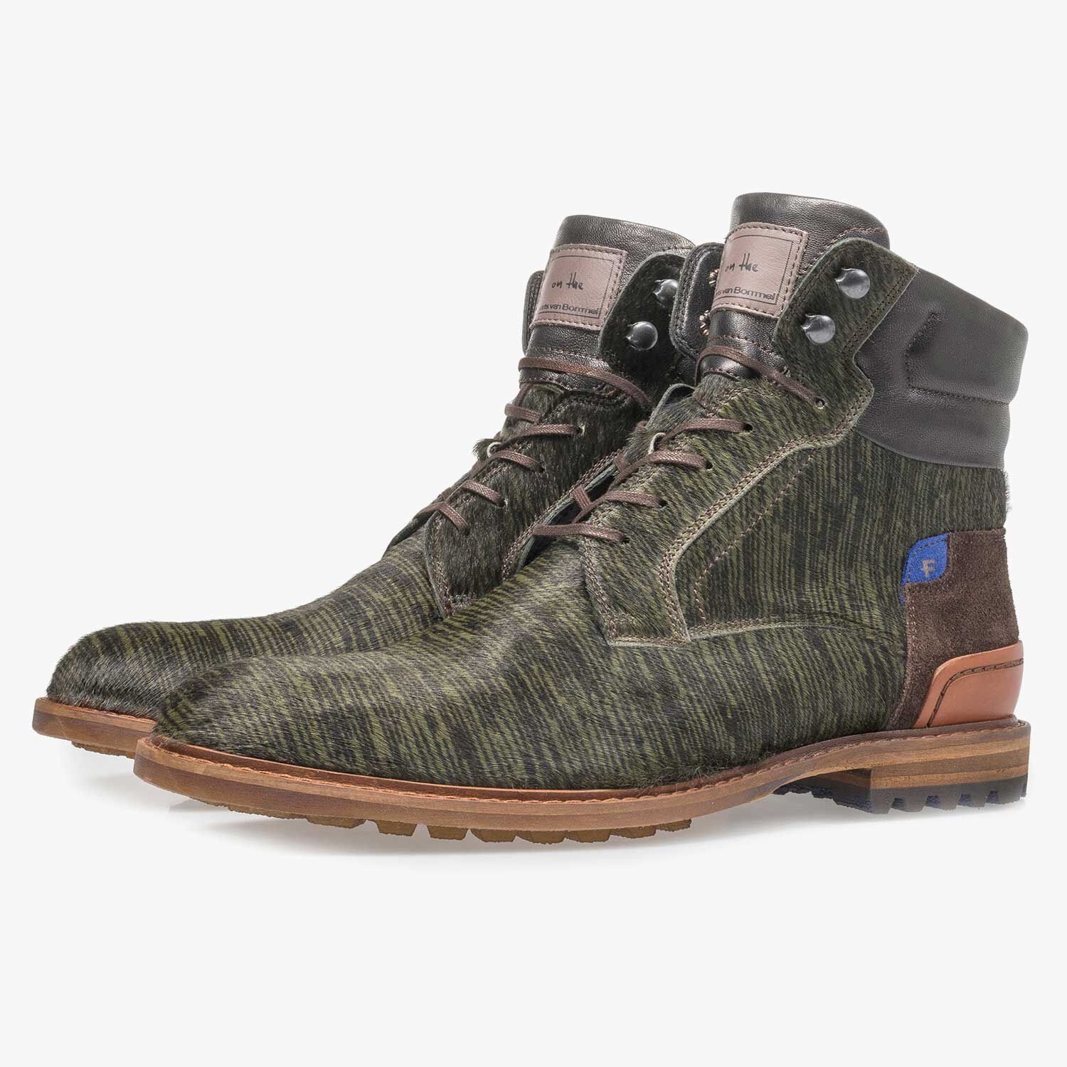 Green Premium pony hair lace boot 10641 00 Floris van Bommel Official