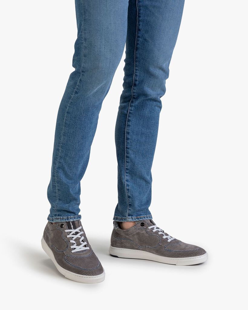 Sneaker printed suede leather grey