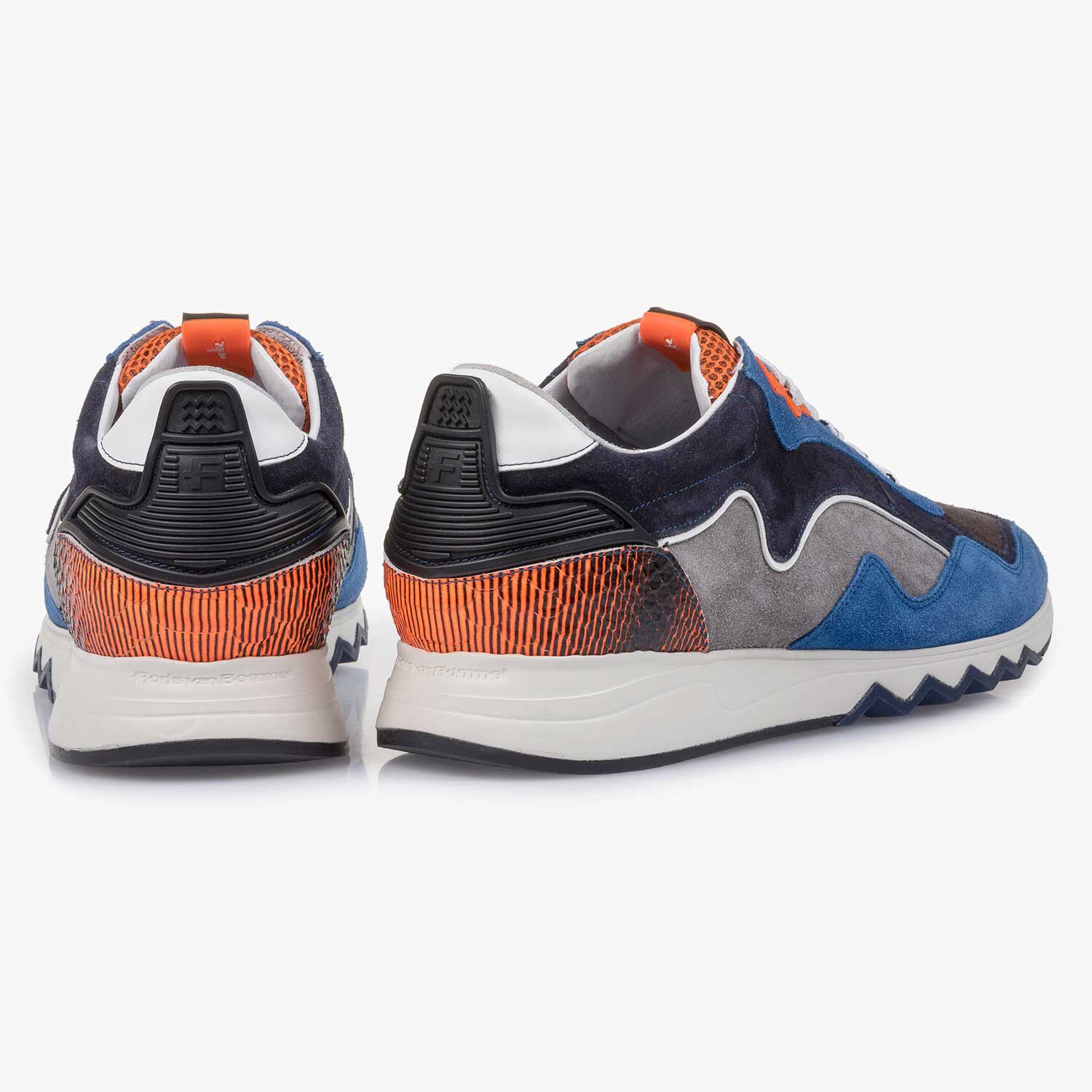Blue orange suede leather sneaker 16092 05 Floris van Bommel