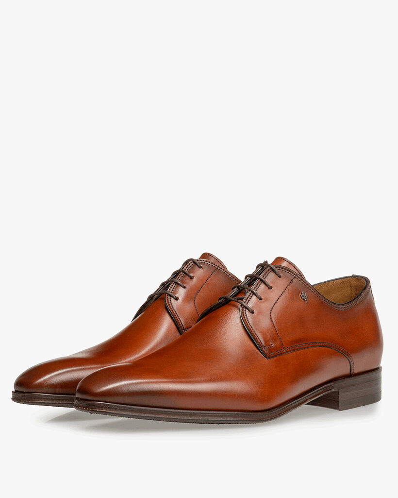 Lace shoe calf leather dark cognac