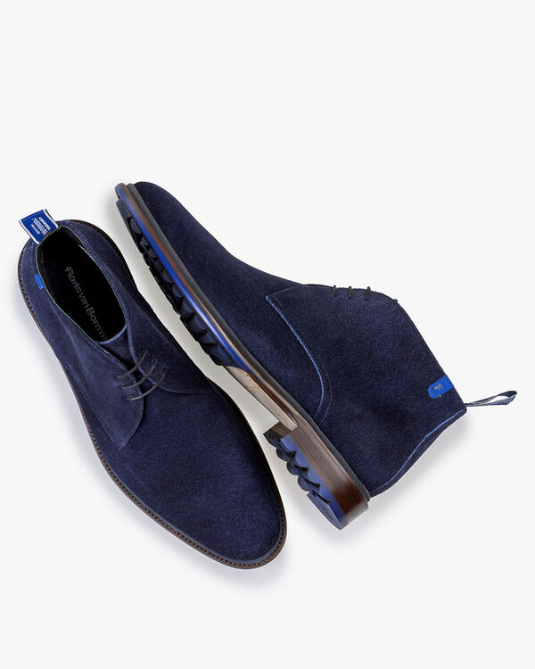 Lace boot suede dark blue