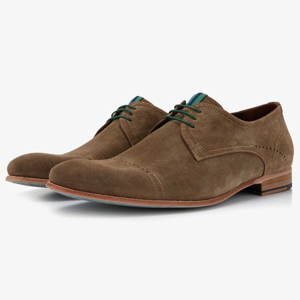 Floris van Bommel sand coloured suede men's lace-up shoe