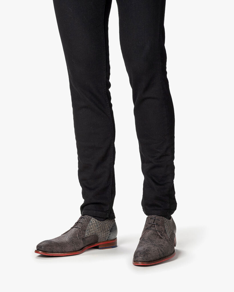 Lace shoe printed suede grey