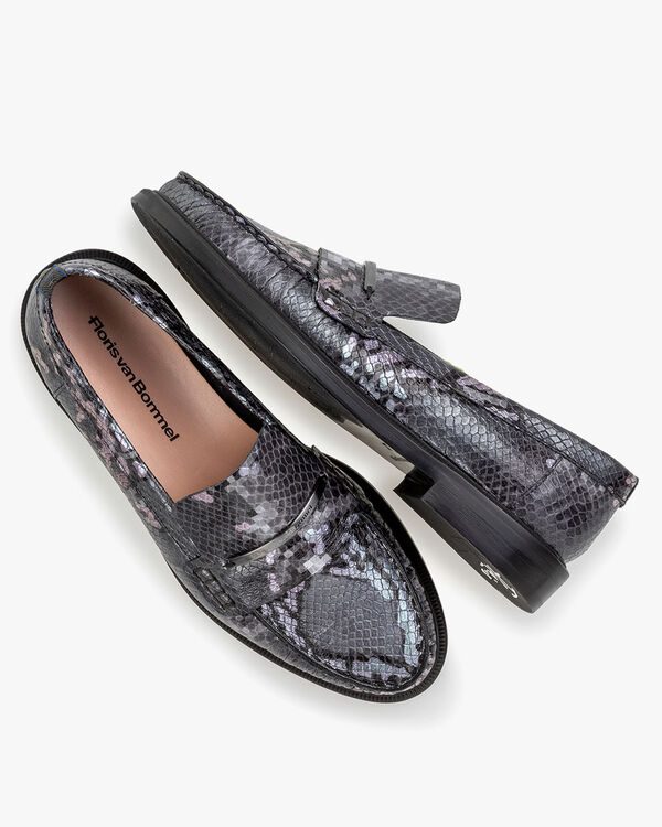 Loafer reptile print dark grey