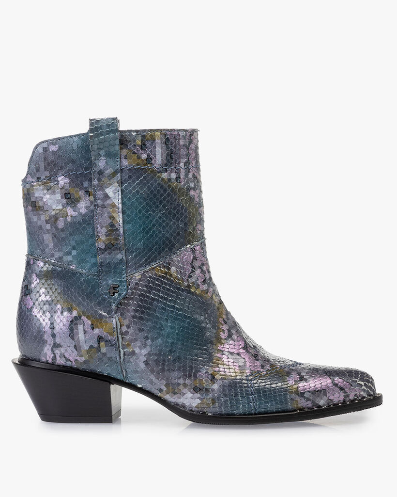 Boot printed leather blue