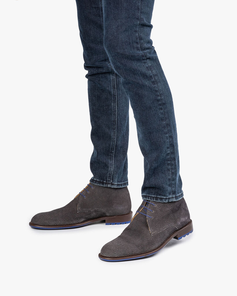 Lace boot grey with print