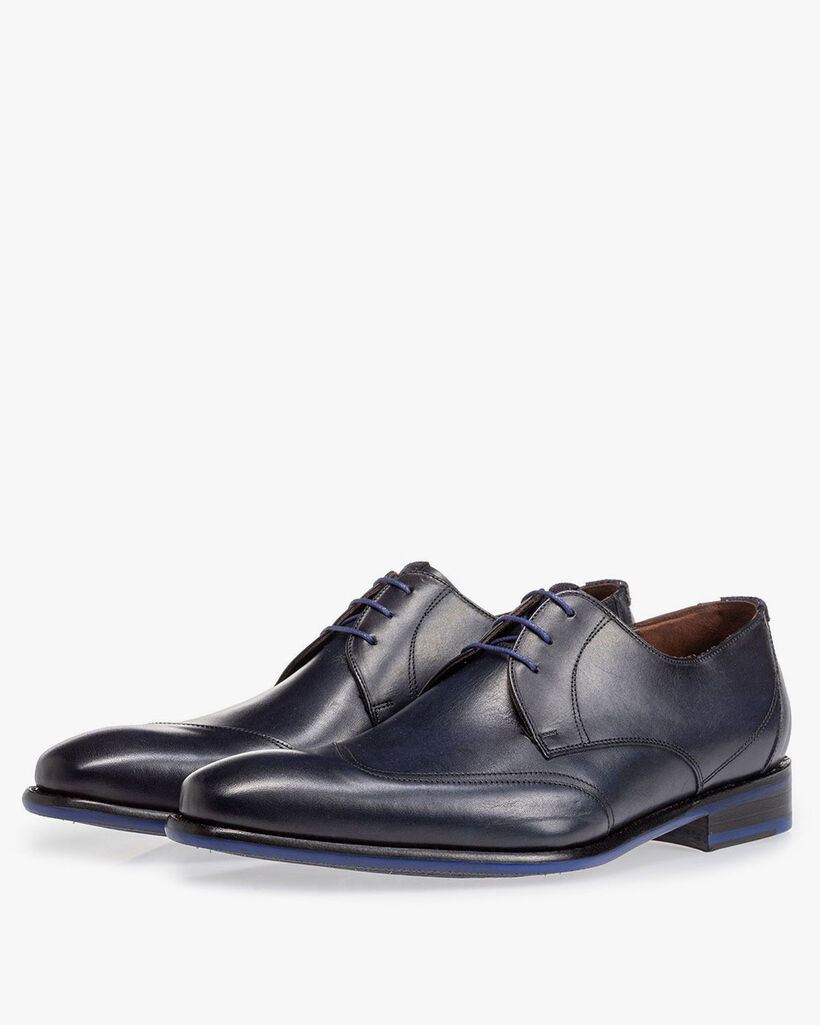 Lace shoe dark blue calf leather