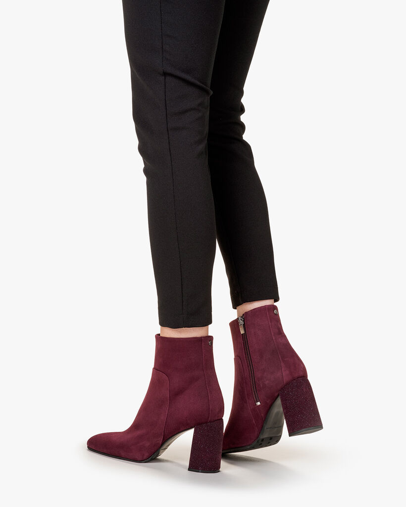 Ankle boot suede bordeaux red