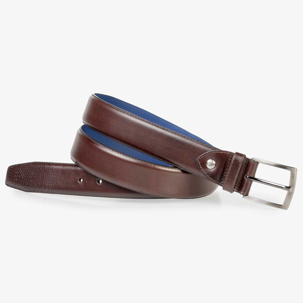 Dark brown calf leather belt