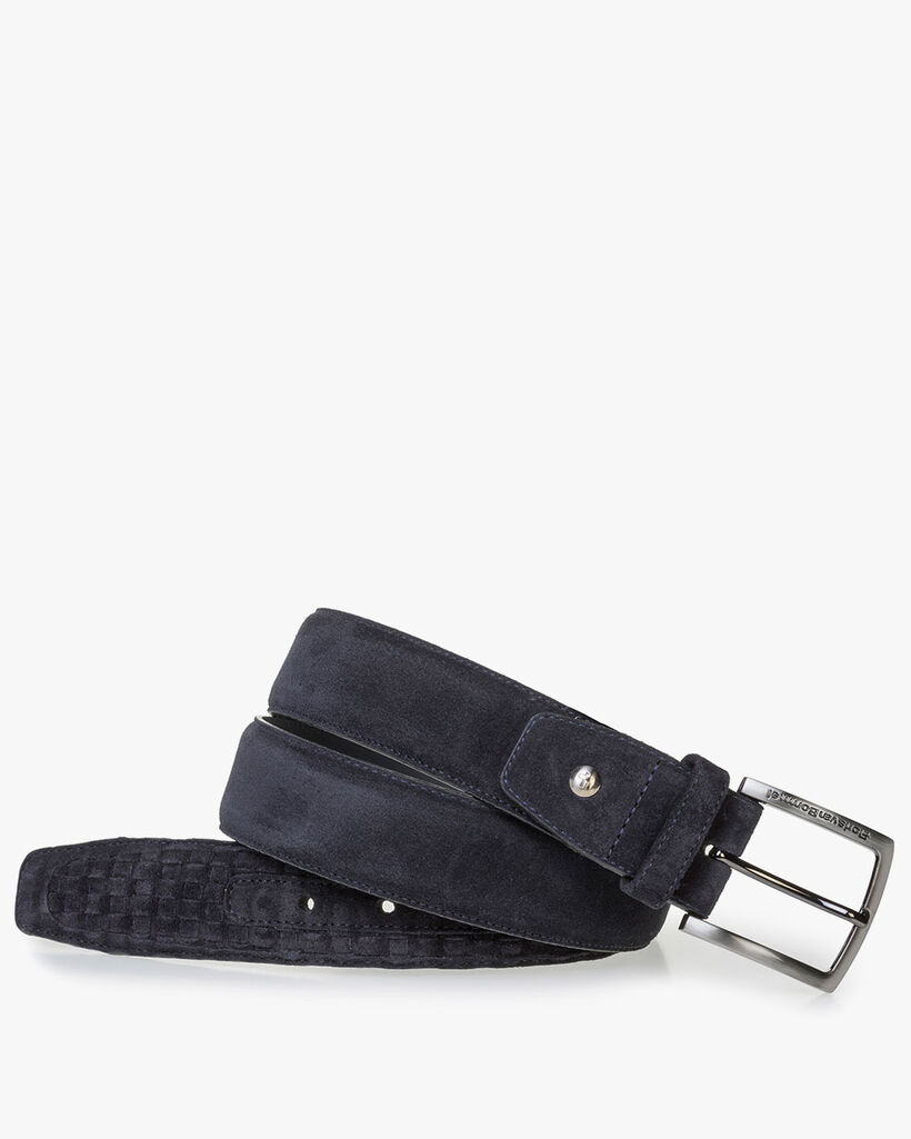 Dark blue suede leather belt