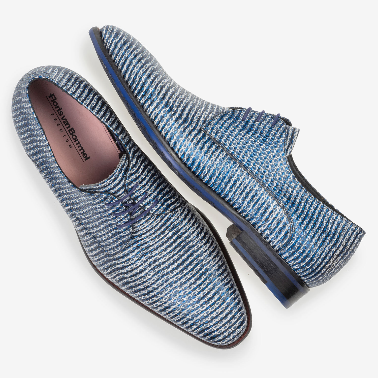 Lace shoe metallic blue SFM-30175-41-01 | Floris van Bommel®