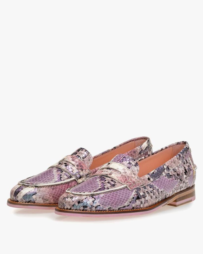 Loafer printed leather pink
