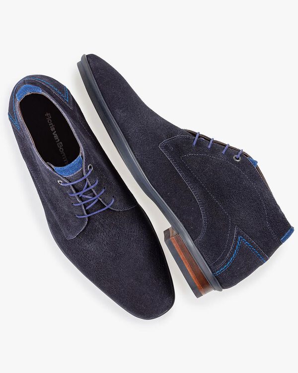 Lace boot blue suede leather