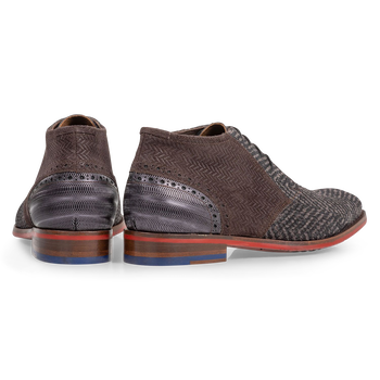 Lace boot grey with print