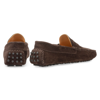 Dark brown suede leather moccasin