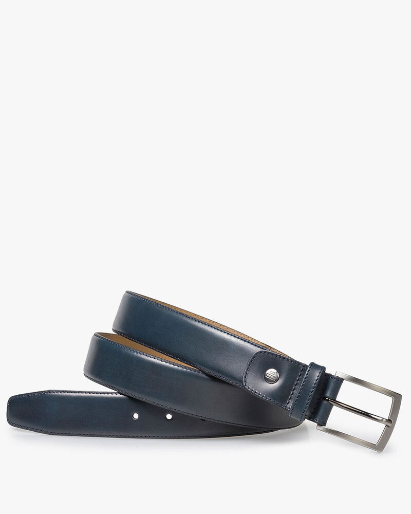Blue calf leather belt