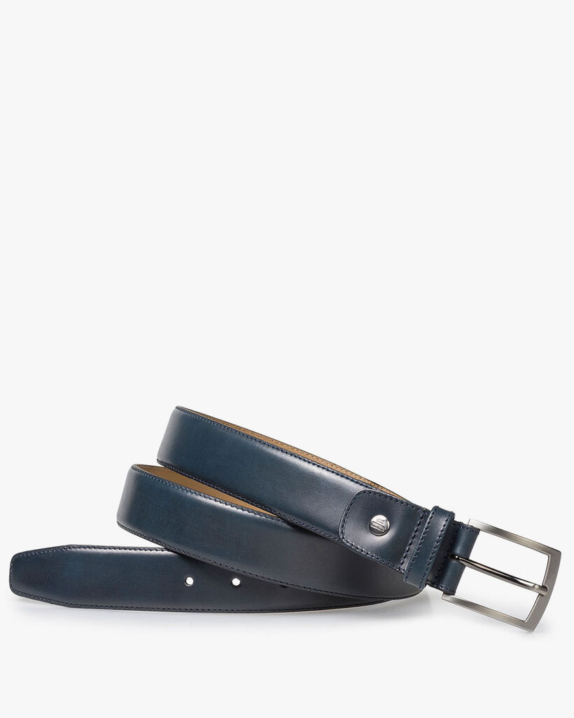 Blue calf leather belt