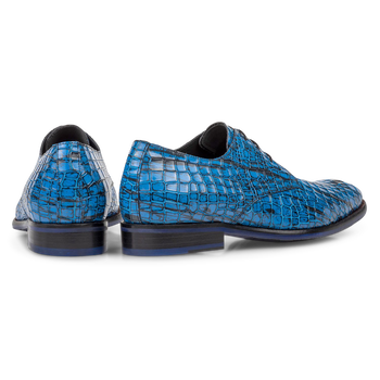 Lace shoe patent leather blue