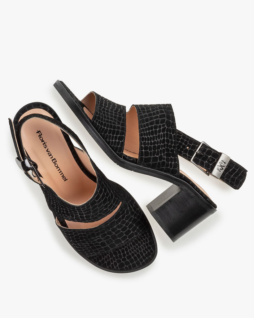 Sandal printed suede leather black