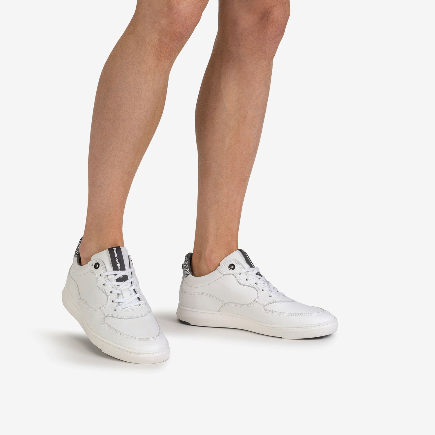 White calf outlet leather sneakers