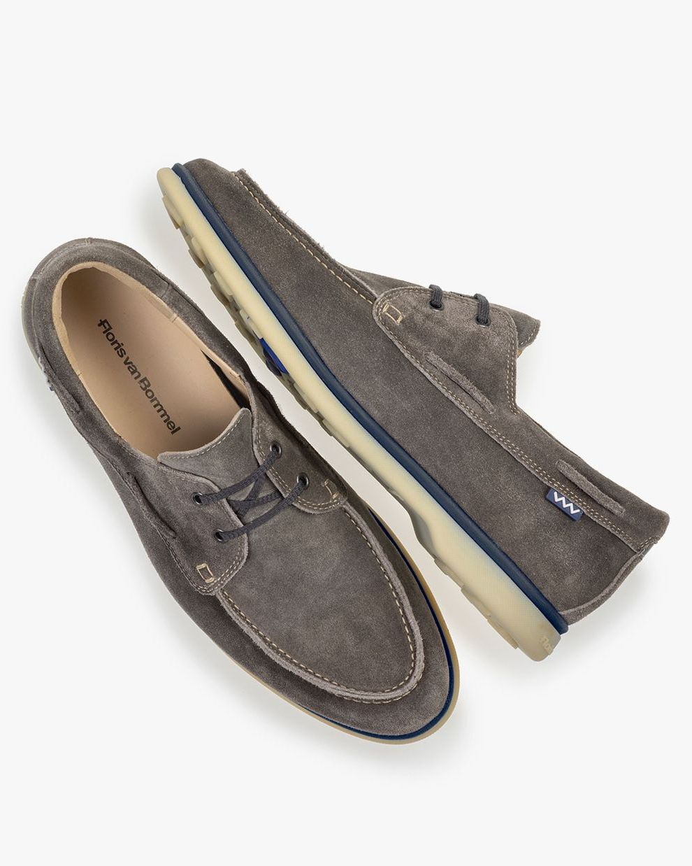 Boat shoe suede leather grey 18271 02 Floris van Bommel Official