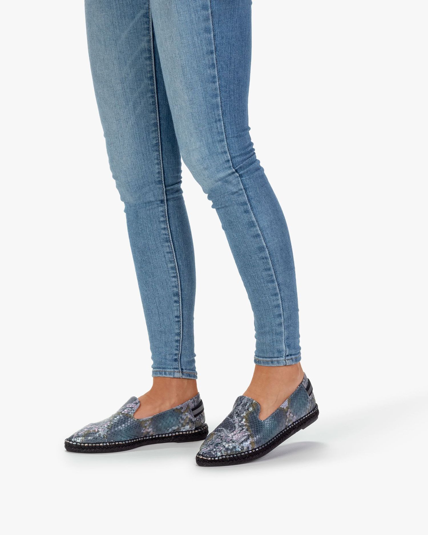Espadrille printed leather blue | Floris van Bommel Women®