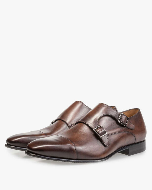Brown calf leather monk strap