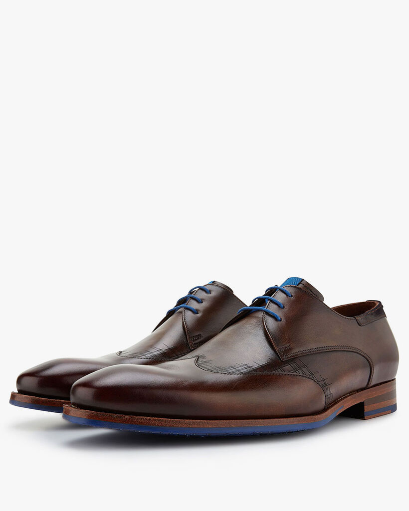 Lace shoe calf leather dark brown