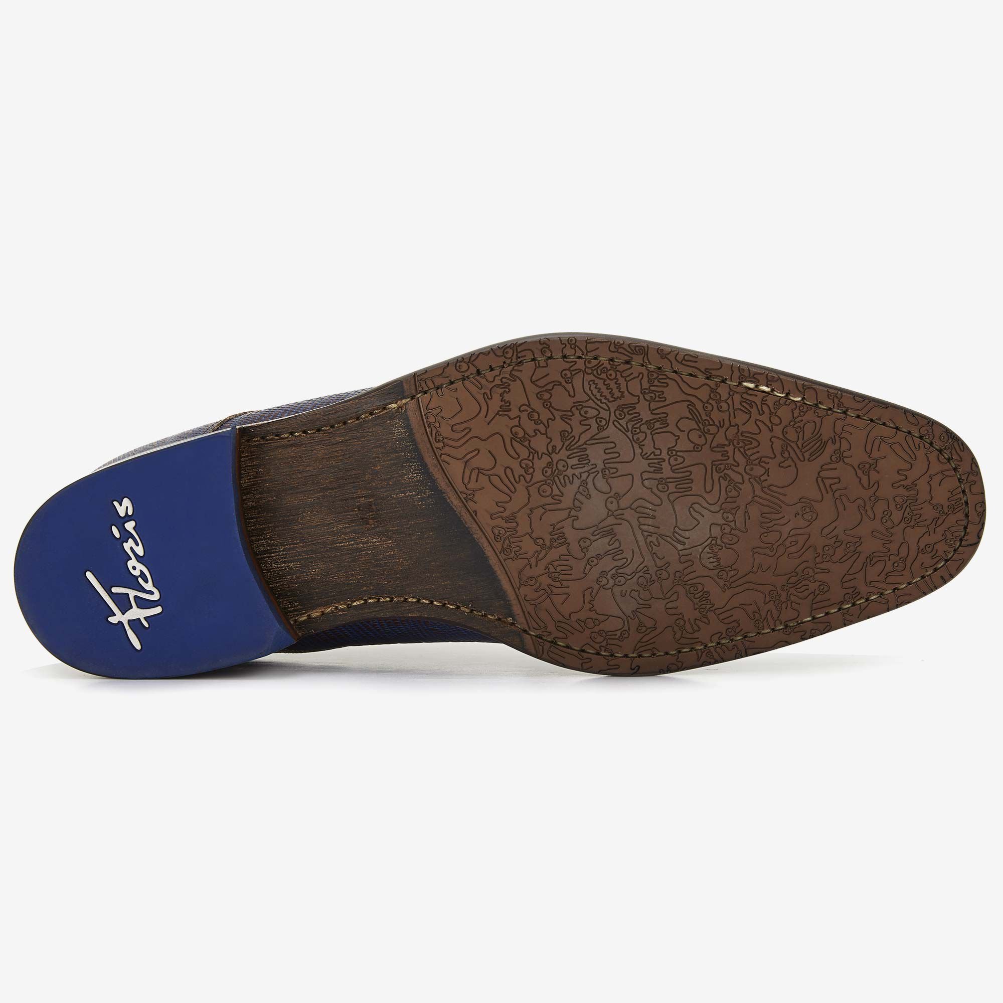 Lace up shoes men Floris van Bommel cognac coloured lizard print