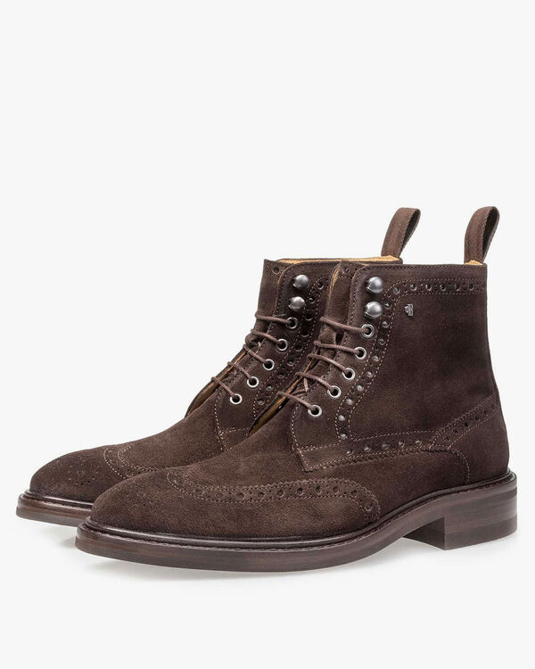 Boot suede leather brown