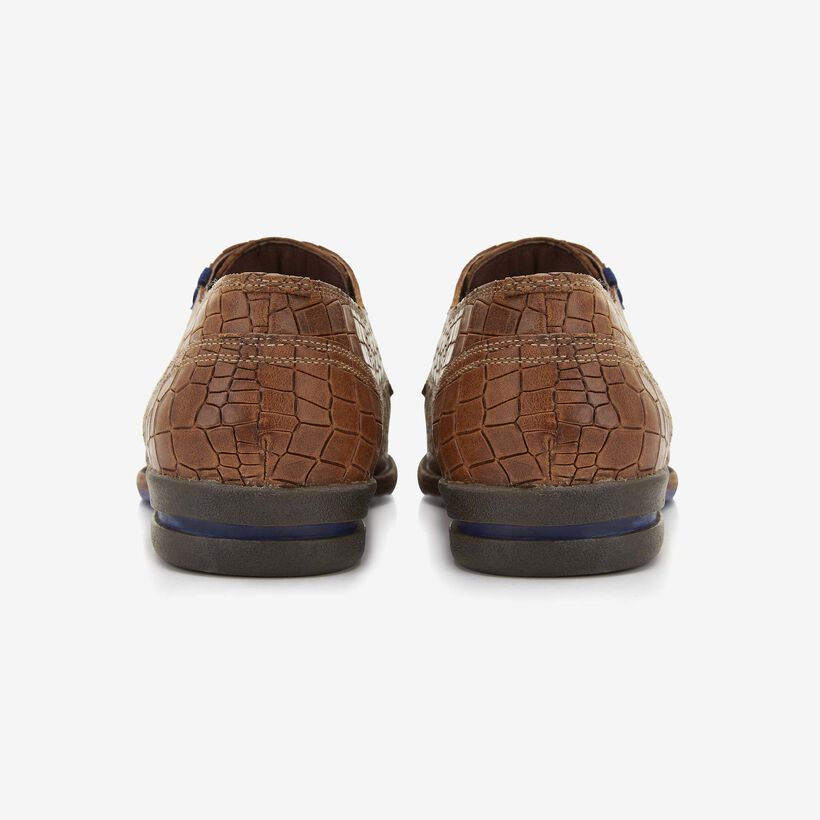 Floris van Bommel cognac crocodile print men's lace-up shoe