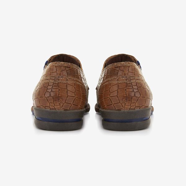 Floris van Bommel cognac crocodile print men's lace-up shoe