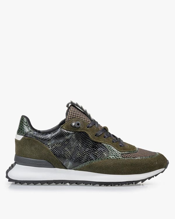 Sneaker printed suede green