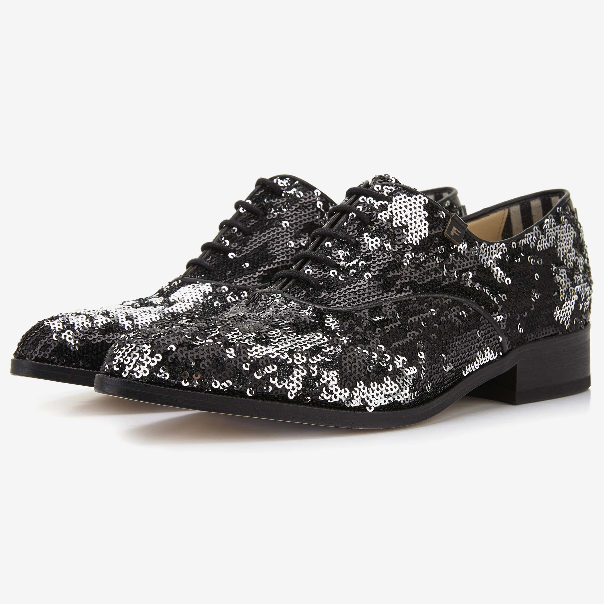 Sequined women s lace up shoe 85073 00 Floris van Bommel