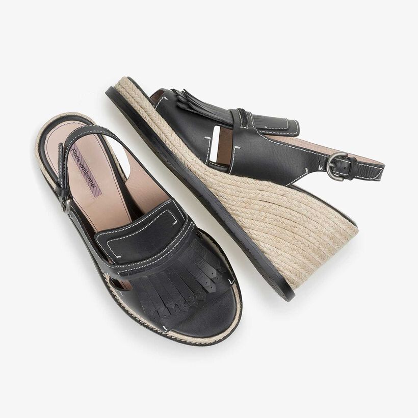 Black espadrille wedge-heel sandal