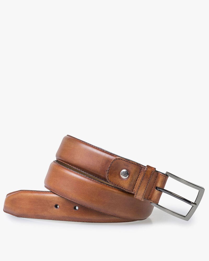 Cognac calf leather belt