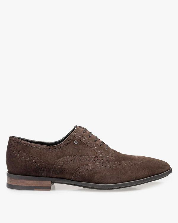 Brown calf suede leather brogue
