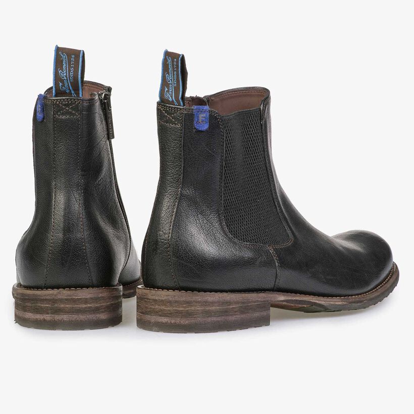 Black wool lined leather Chelsea boot