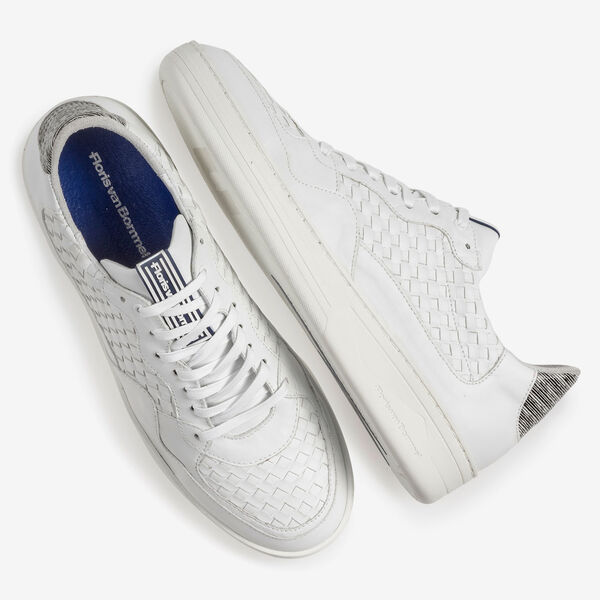 White braided calf leather sneaker