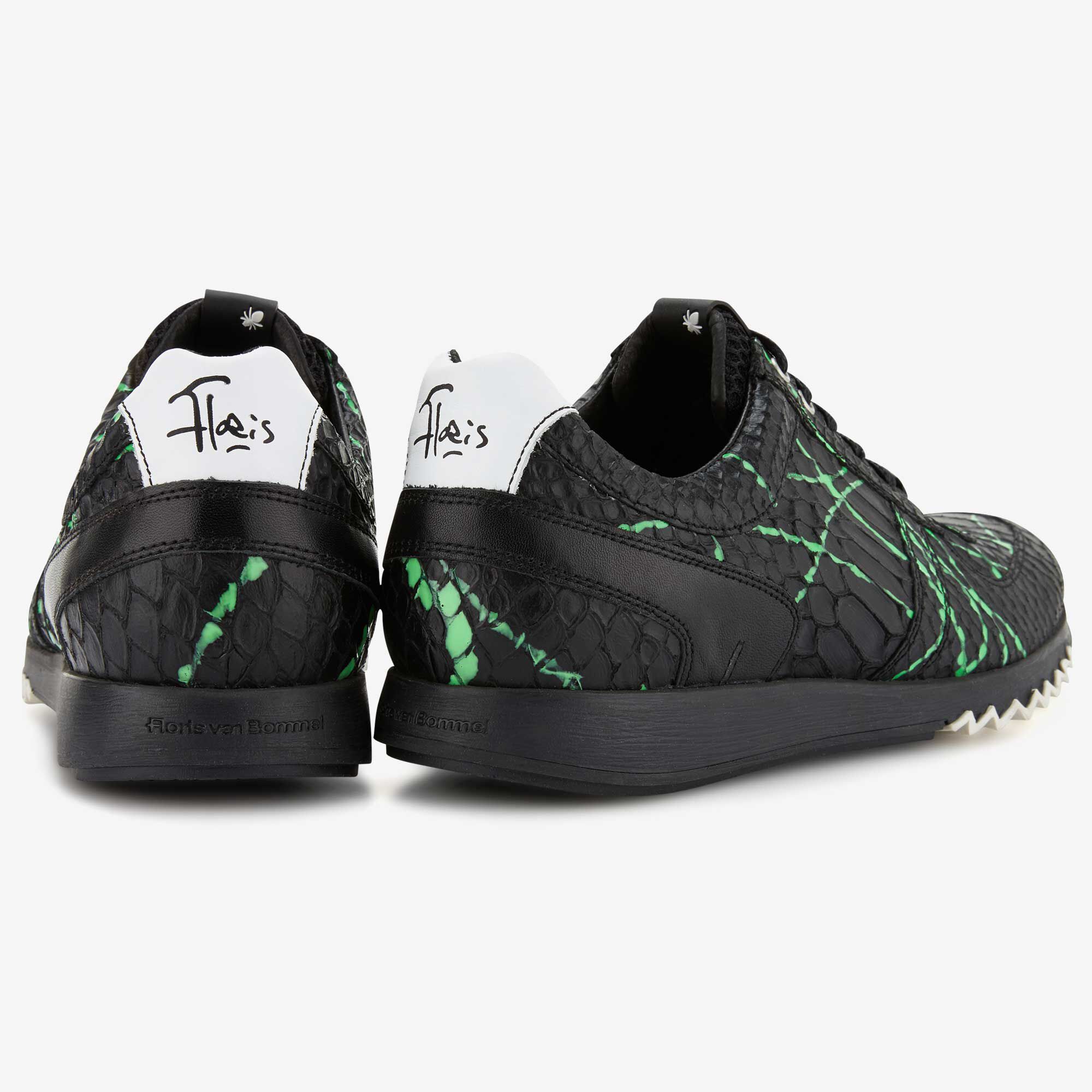 green snake print shoes