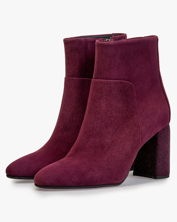 Ankle boot suede bordeaux red