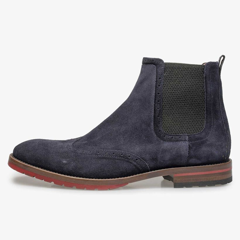Blue suede leather Chelsea boot