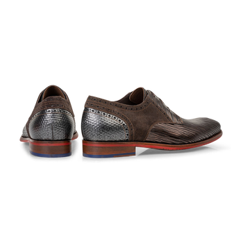 Lace shoe metallic print bronze