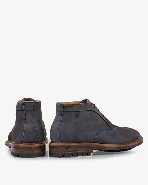 Lace boot nubuck leather dark blue