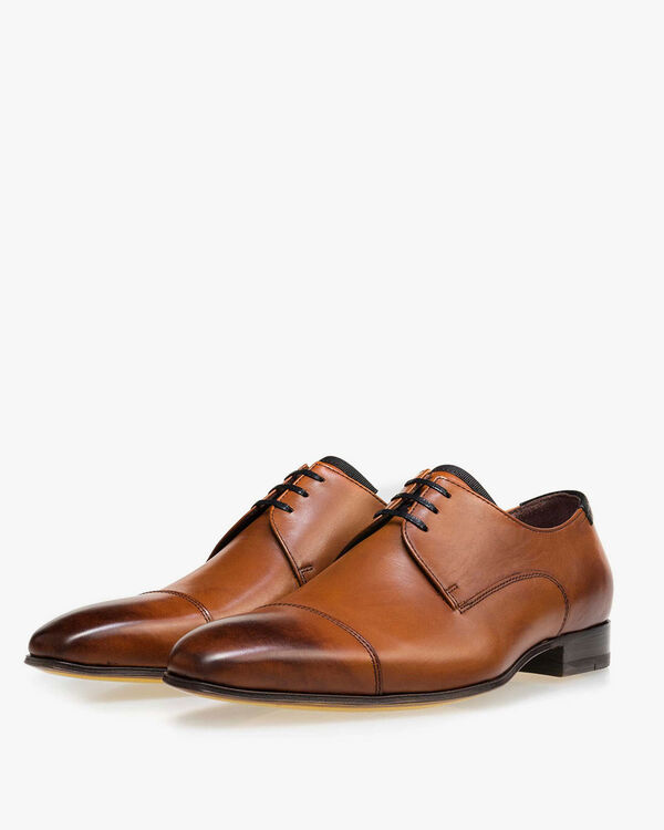 Lace shoe calf leather cognac