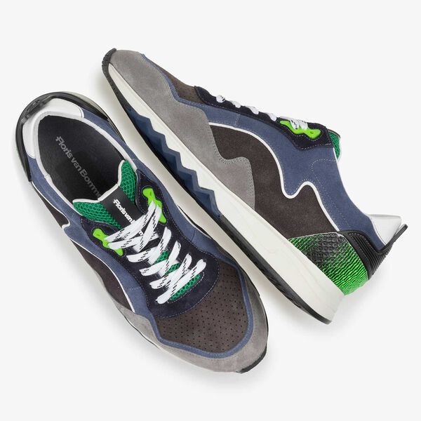 Blue-green suede leather sneaker