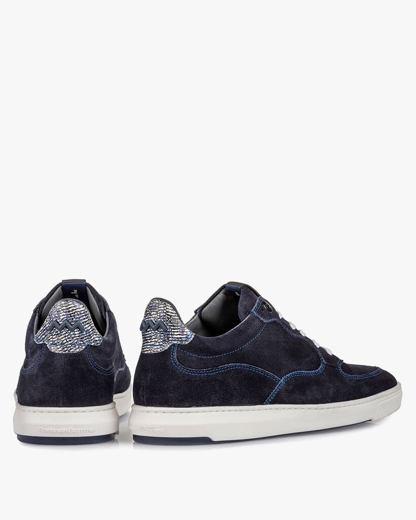 Sneaker printed suede leather blue